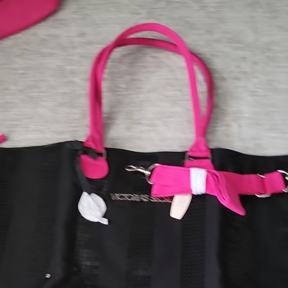 Victoria's Secret Black and Hot Pink Tote - Picture 3 of 5
